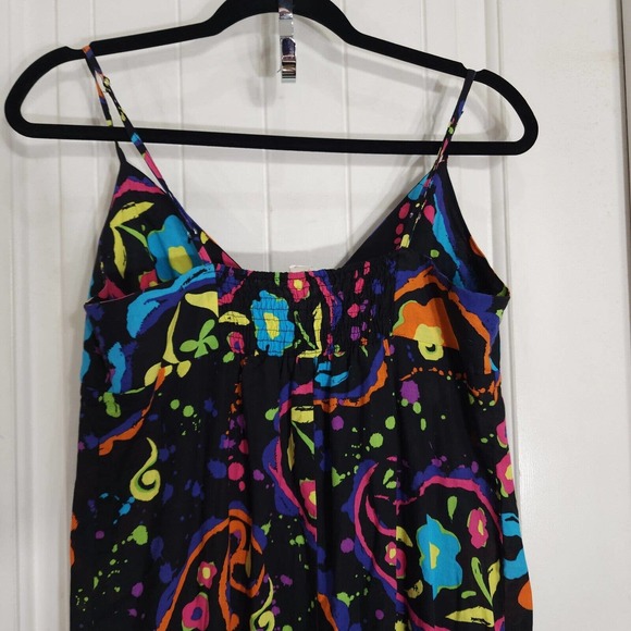 Xhilaration Womens Dress Vtg Y2K 00s Abstract Floral Paint Splatter Slip Maxi S - Picture 8 of 10